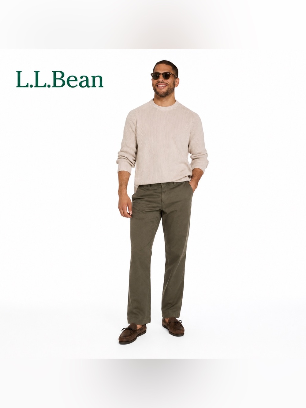 L.L Bean Mens Pants Green 34 Straight Khaki Pants